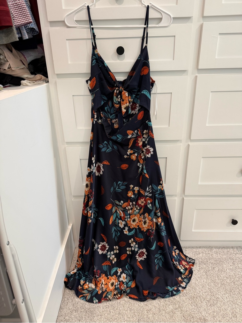 Petal & Pup Navy Floral Maxi Dress with Tie Front